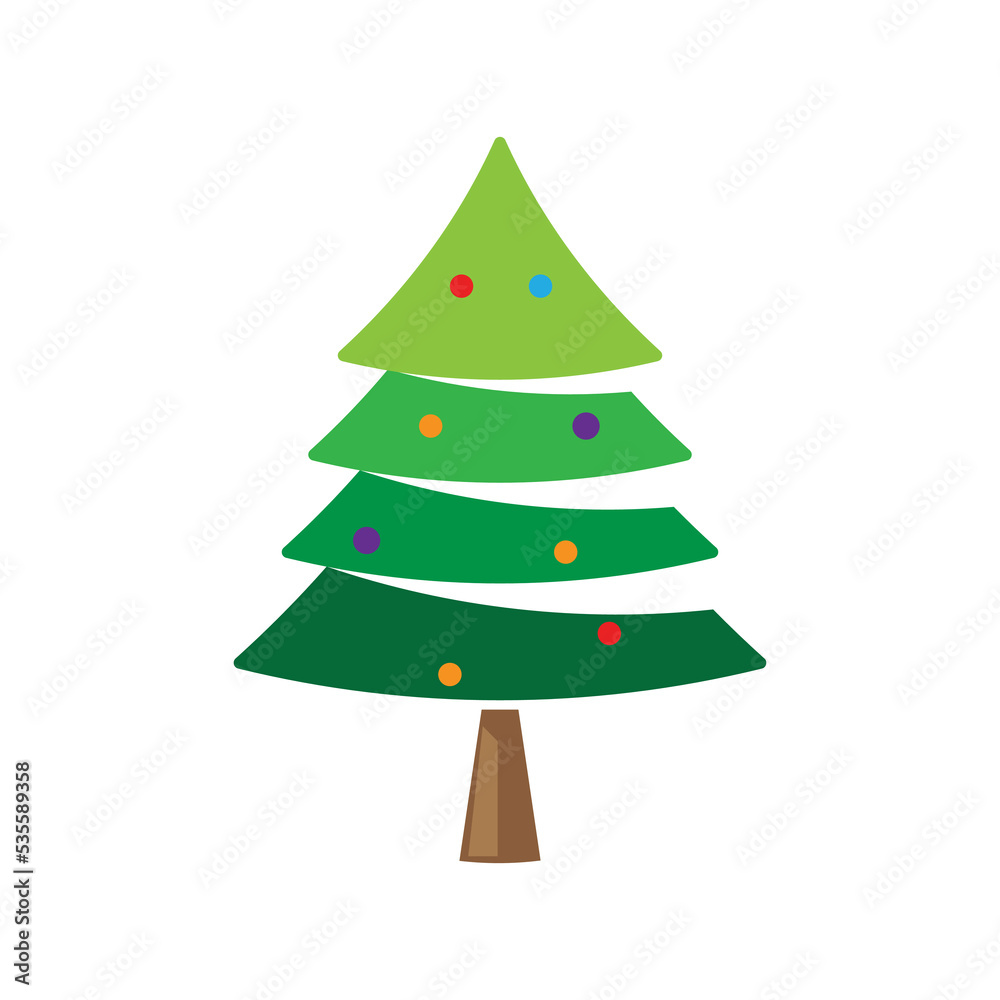 Pine tree illustration vector flat design template Pine tree illustration vector flat design template