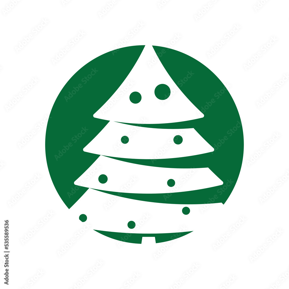 Pine tree illustration vector flat design template