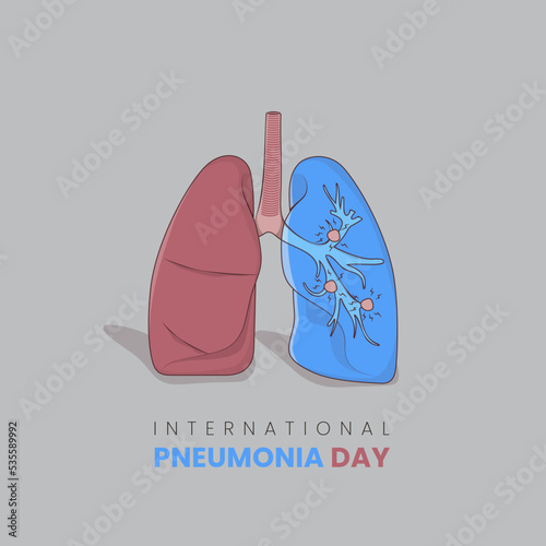 World pneumonia day with lung design with infected lung next door in blue color design