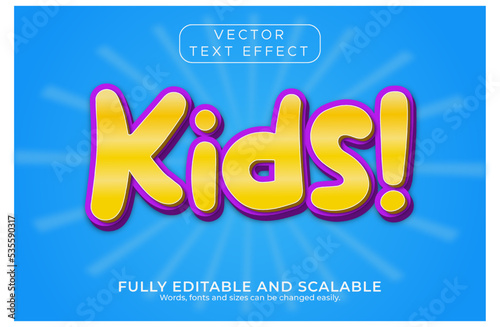 3d text effect kids with sky-blue background