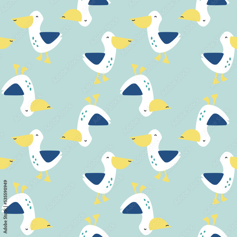 SEAGULL SEAMLESS REPEAT PATTERN IN EDITABLE VECTOR FILE