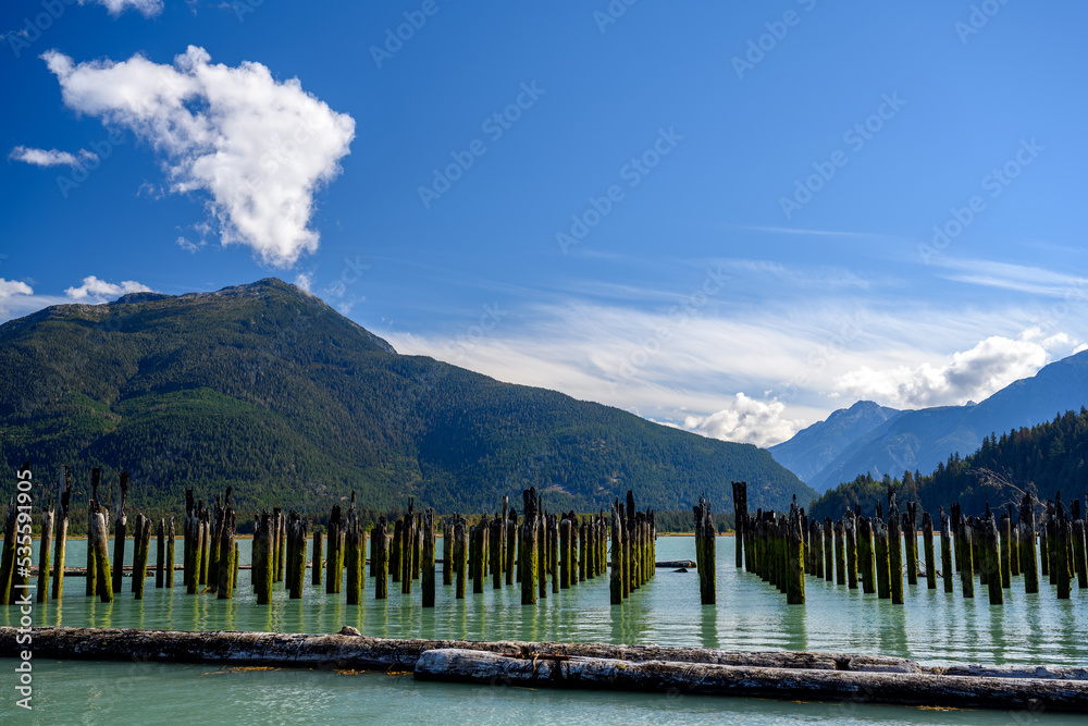 Beautiful shoreline in Bella Coola where the Bella Coola river reaches