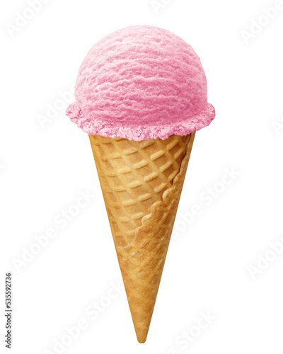 アイスクリーム いちご イチゴ イラスト リアル コーン