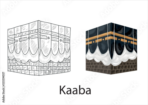 saudi arabia mecca kaaba  hand drawing vector illustration 