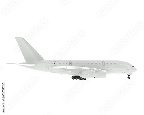 Flying airplane on transparent background. 3d rendering - illustration