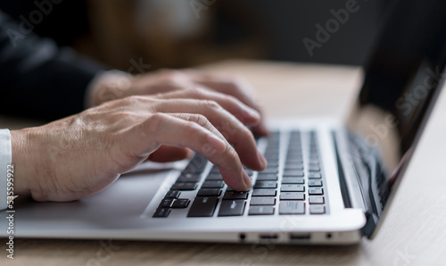Businessman typing on laptop. Digital working concept. , online business, Internet network, social media, and marketing.