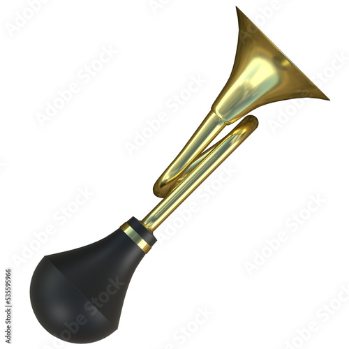 3d rendering illustration of a brass vehicle horn