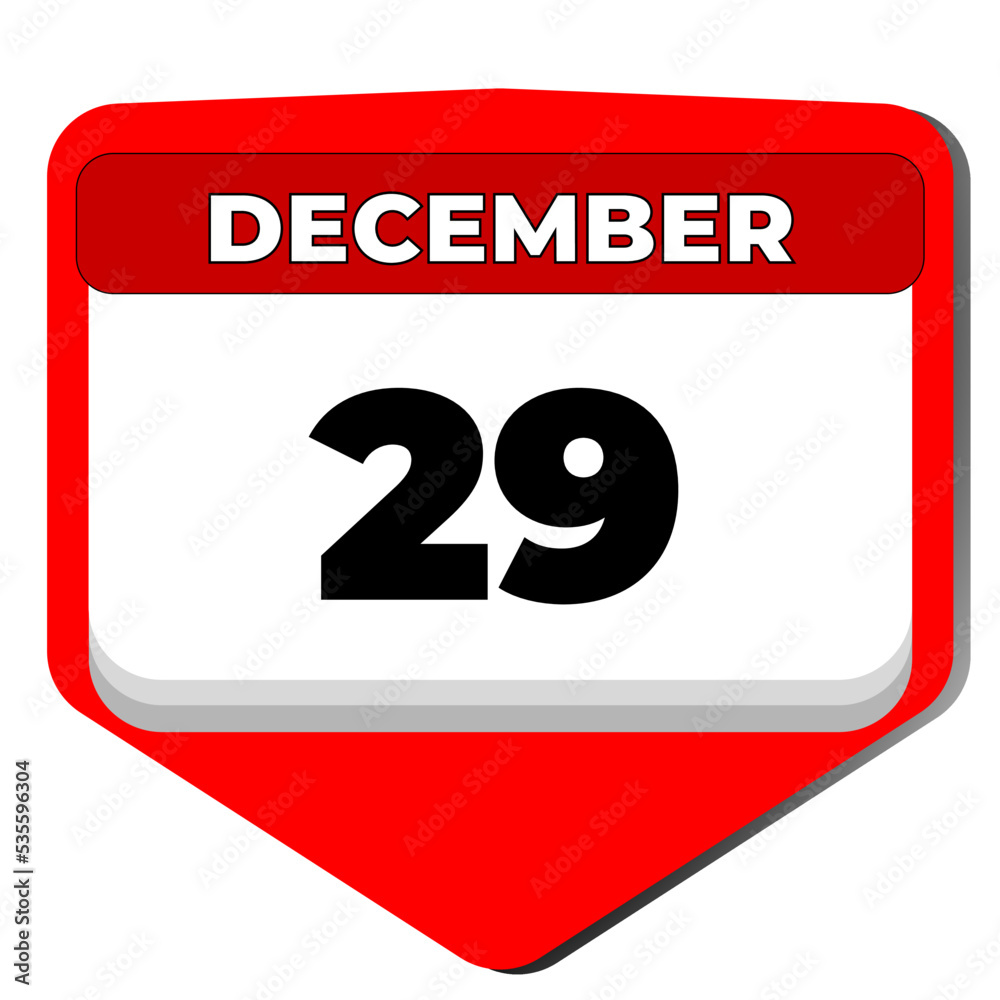 29 December vector icon calendar day. 29 date of December. Twenty ninth day of December. 29th date number. 29 day calendar. Twenty nine date. Vector illustration 29 December vector icon calendar day. 29 date of December. Twenty ninth day of December. 29th date number. 29 day calendar. Twenty nine date. Vector illustration