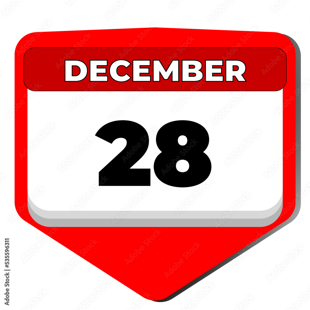 28 December vector icon calendar day. 28 date of December. Twenty eighth day of December. 28th date number. 28 day calendar. Twenty eight date. Vector illustration 28 December vector icon calendar day. 28 date of December. Twenty eighth day of December. 28th date number. 28 day calendar. Twenty eight date. Vector illustration