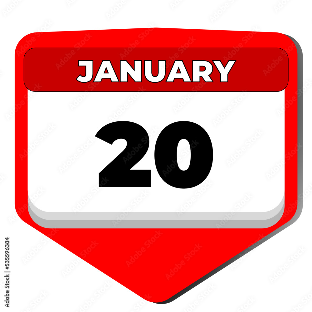 20 January vector icon calendar day. 20 date of January. Twentieth day of January. 20th date number. 20 day calendar. Twenty date. Vector illustration 20 January vector icon calendar day. 20 date of January. Twentieth day of January. 20th date number. 20 day calendar. Twenty date. Vector illustration