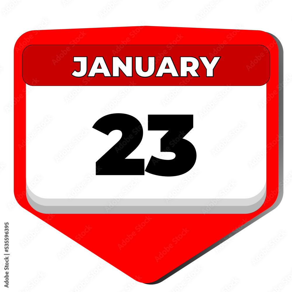 23 January vector icon calendar day. 23 date of January. Twenty third day of January. 23th date number. 23 day calendar. Twenty three date. Vector illustration 23 January vector icon calendar day. 23 date of January. Twenty third day of January. 23th date number. 23 day calendar. Twenty three date. Vector illustration