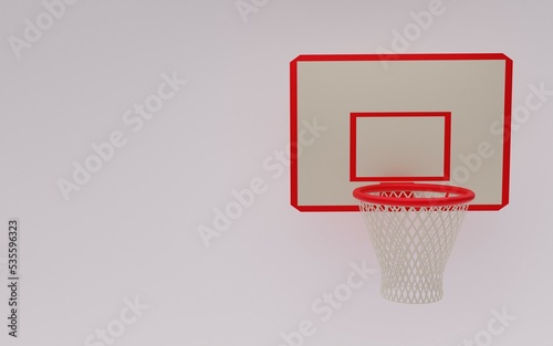 3D illustration. basket with net of a basketball court, gray background, 3D rendering.