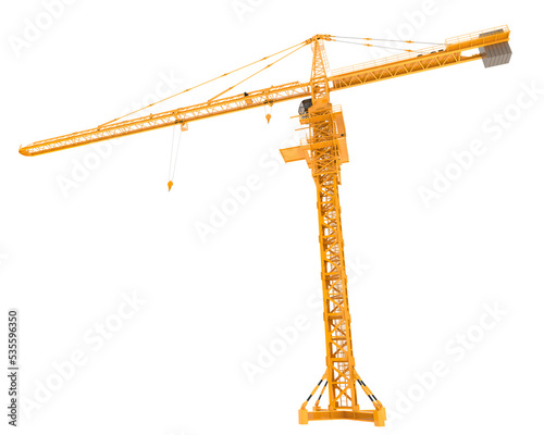 Construction crane on transparent background. 3d rendering - illustration