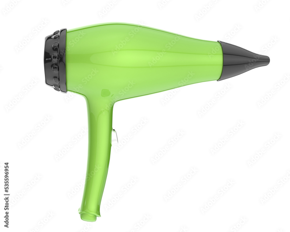 Hair dryer on transparent background. 3d rendering - illustration Hair dryer on transparent background. 3d rendering - illustration