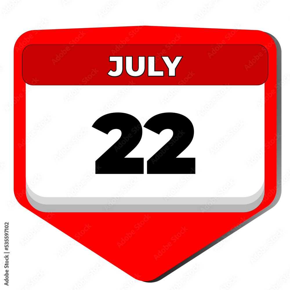 22 July vector icon calendar day. 22 date of July. Twenty second day of July. 22th date number. 22 day calendar. Twenty two date. National Hammock. Vector illustration 22 July vector icon calendar day. 22 date of July. Twenty second day of July. 22th date number. 22 day calendar. Twenty two date. National Hammock. Vector illustration