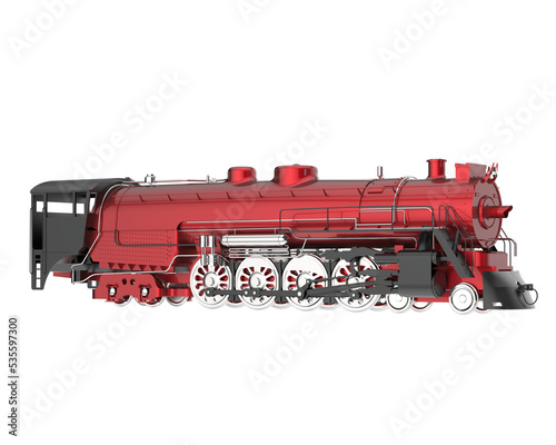 Locomotive on transparent background. 3d rendering - illustration