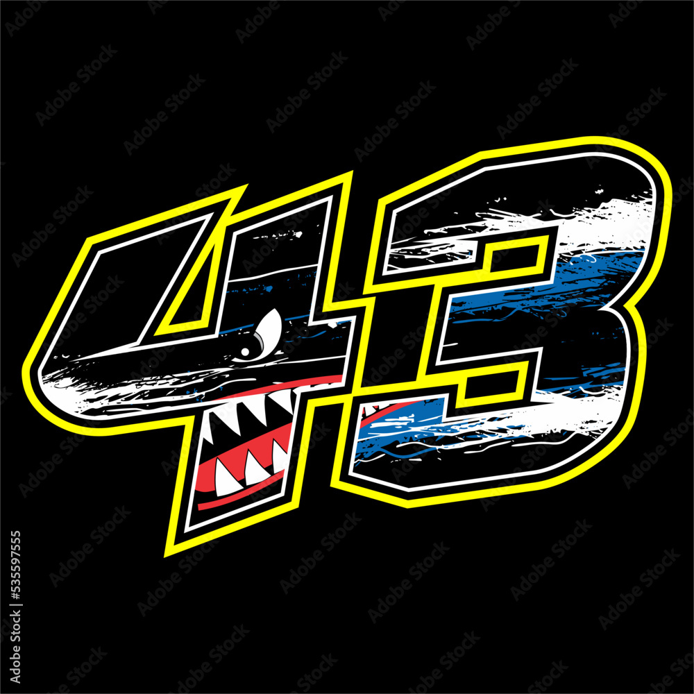 Red 4.3 Racing Number design vector number start racing with number four and three. unique ...