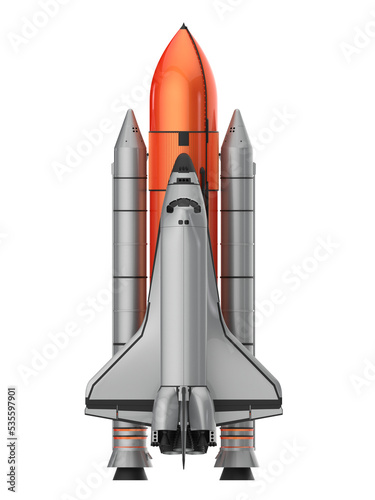 Space shuttle on transparent background. 3d rendering - illustration