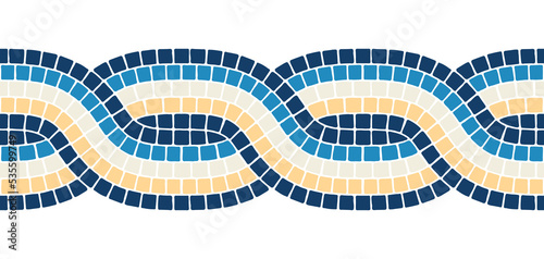 Ancient mosaic seamless pattern. Decorative antique stone ornament.