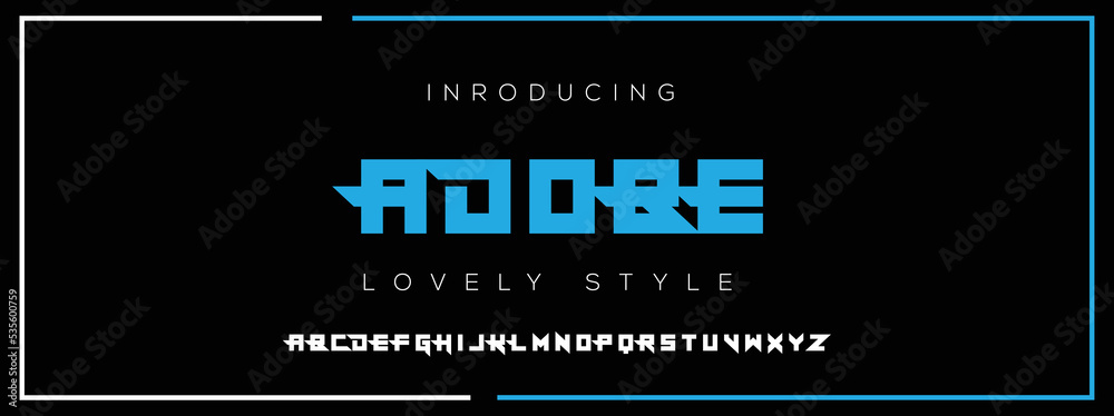 ADOBE Modern Minimal Tech font style. Tech letter typeface. Luxury ...