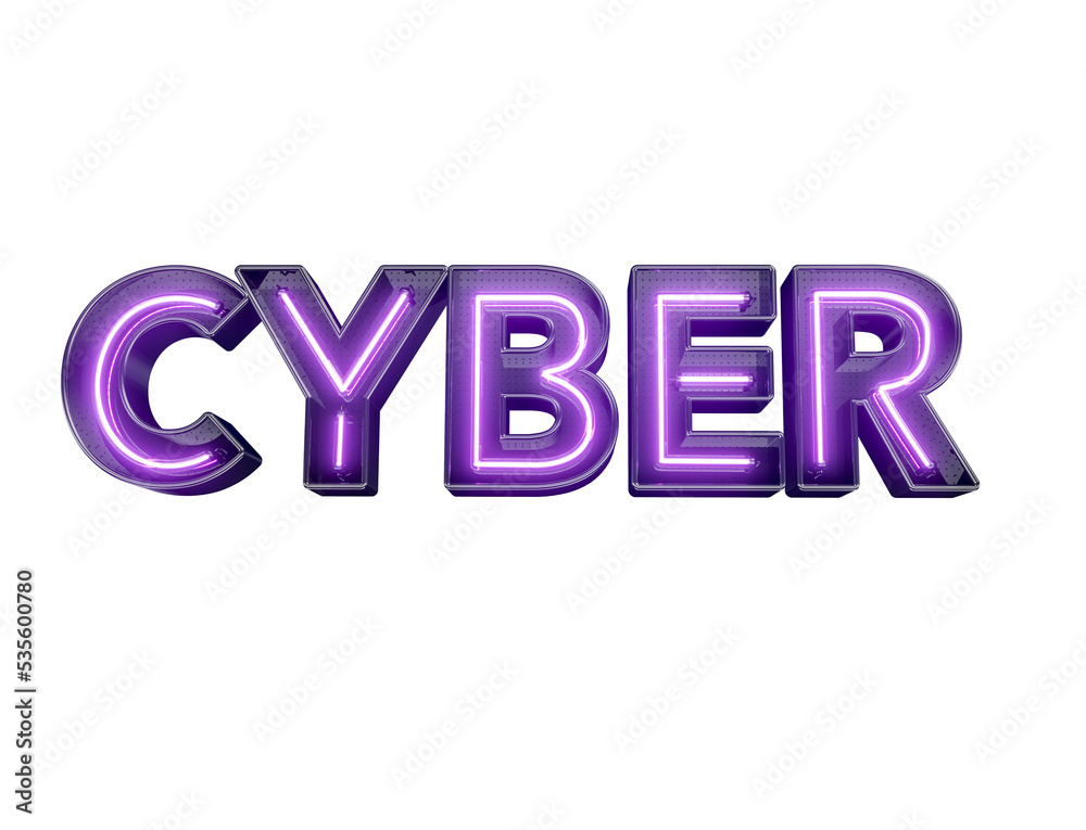 Label Cyber Neon in 3d render Label Cyber Neon in 3d render