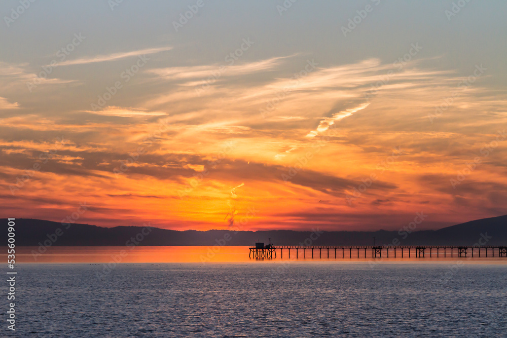 sunset at San Leandro Marine California 