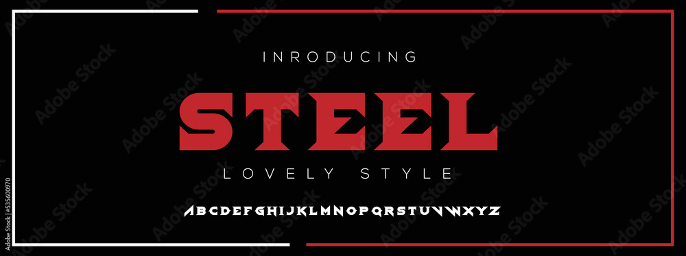 STEEL Modern Minimal Tech font style. Tech letter typeface. Luxury Vector Logo illustration.