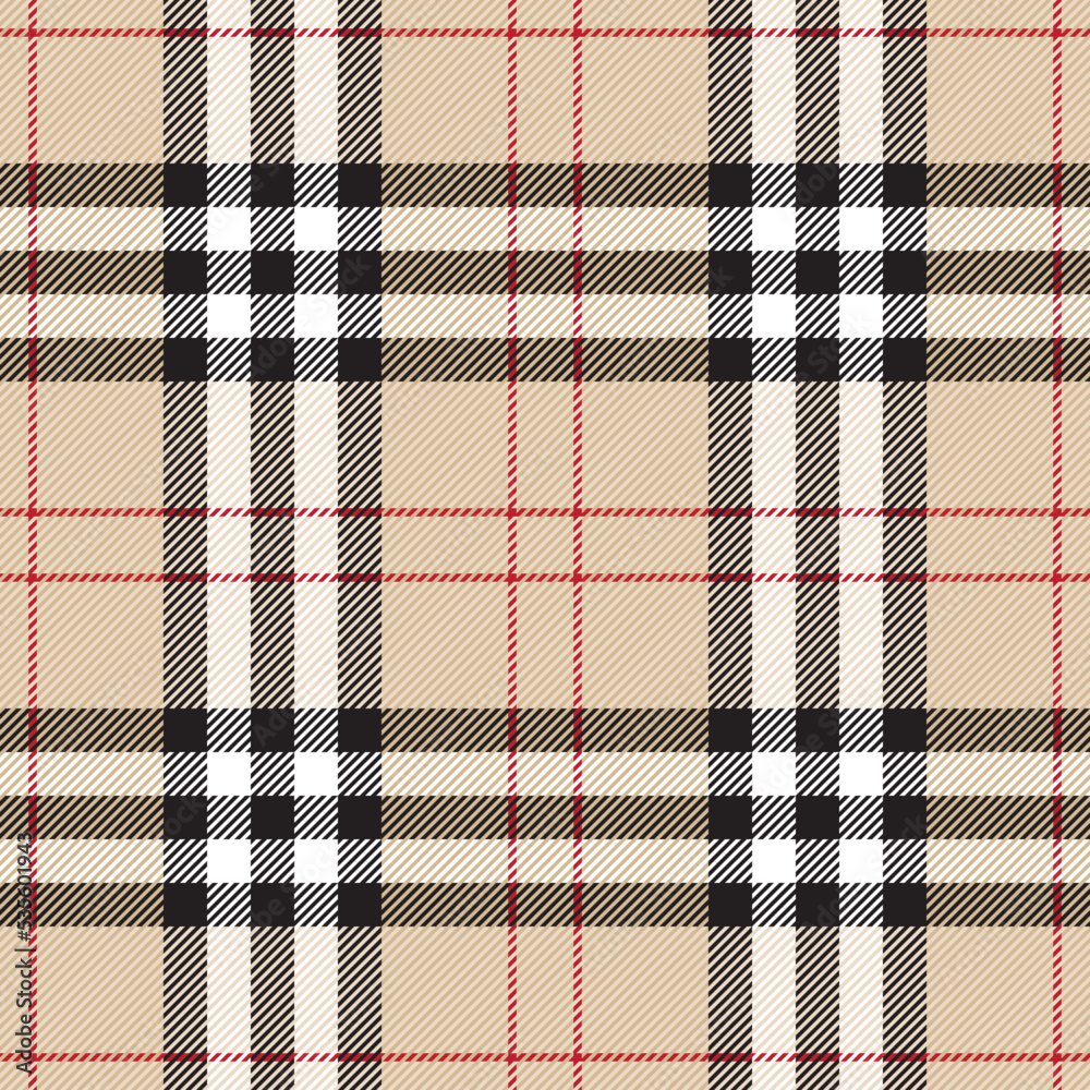 Seamless Burberry plaid pattern. Traditional Scottish fabric ornament.  Stylish wallpaper for web design, textile printing and wrapping paper.  Tartan large stripes. Stock Vector | Adobe Stock