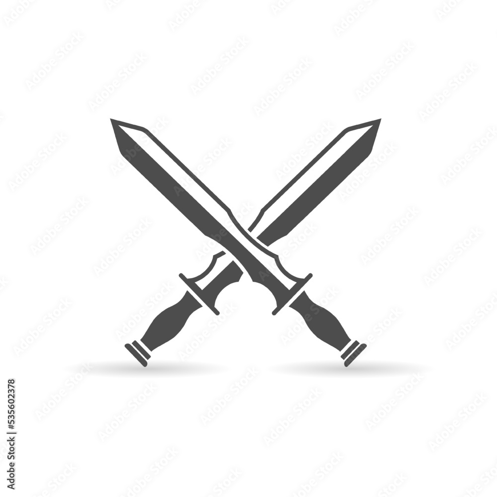 Cross sword set. battle logo elements, Set of heraldic sword vector silhouette illustrations Cross sword set. battle logo elements, Set of heraldic sword vector silhouette illustrations