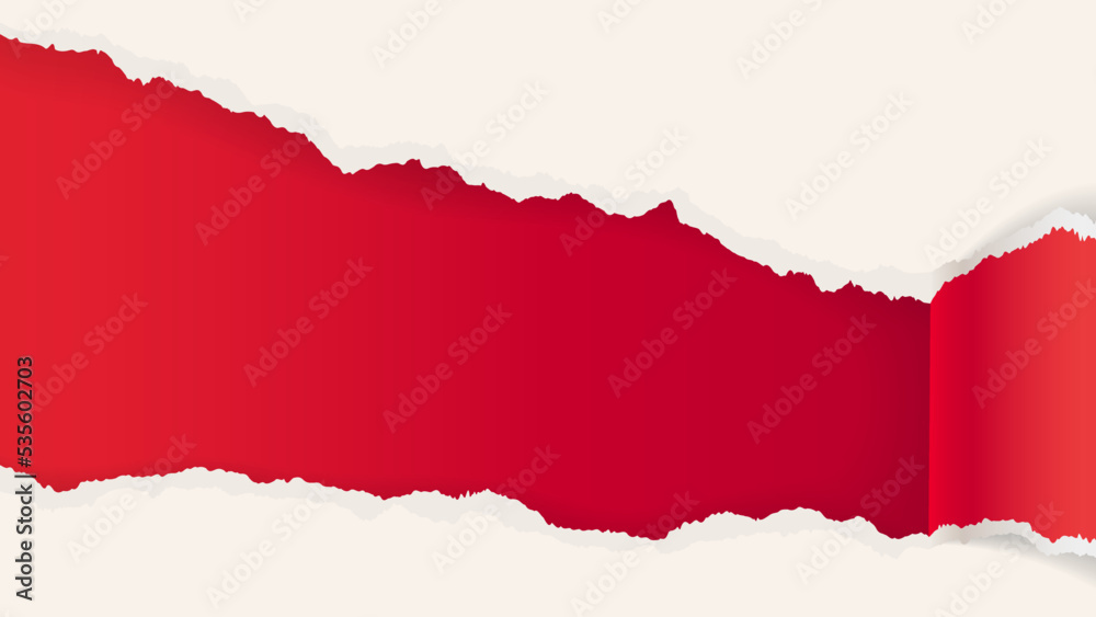 Vector torn paper on red background. Vector banner with tear paper effect. Sizable, editable template. Vector torn paper on red background. Vector banner with tear paper effect. Sizable, editable template.