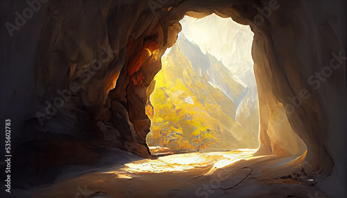 Abstract mountain cave entrance. Can be used as wallpaper or background