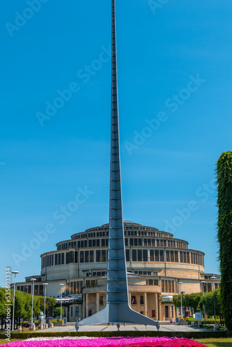 spire and century hall in wrocław