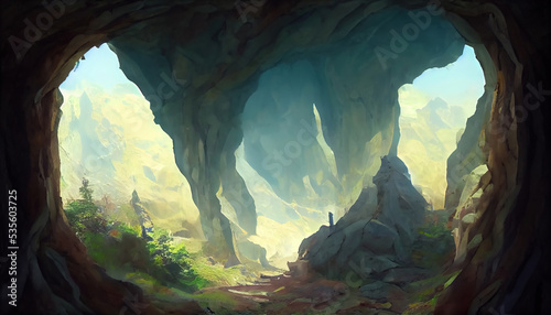 Abstract mountain cave entrance. Can be used as wallpaper or background