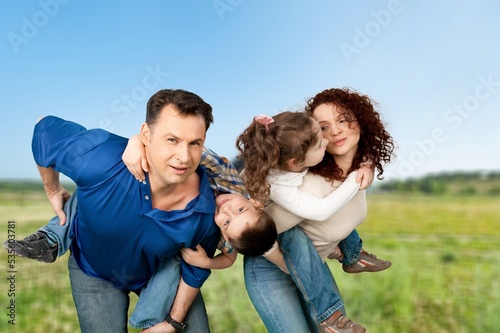 Happy young family have fun outdoor