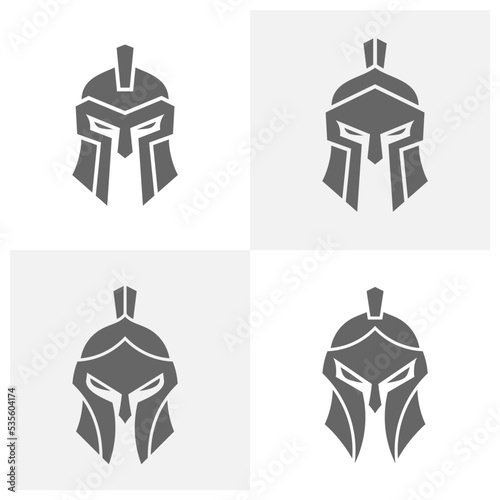 Set of Spartan logo design template ,Helmet logo design concept ,Vector illustration