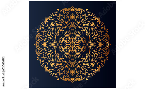 Luxury gold floral mandala arabesque pattern for print, poster, cover, brochure, flyer, Oriental style ornamental round lace ornament