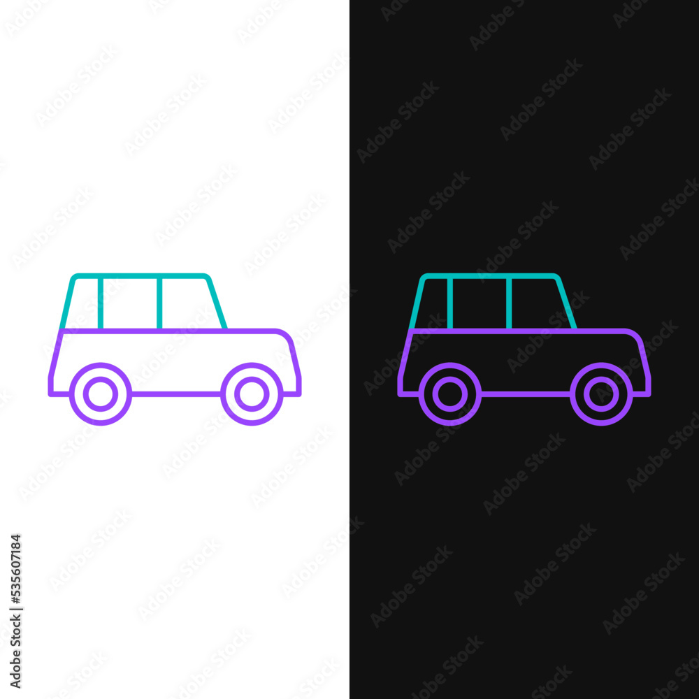 Line Car icon isolated on white and black background. Front view. Colorful outline concept. Vector Line Car icon isolated on white and black background. Front view. Colorful outline concept. Vector