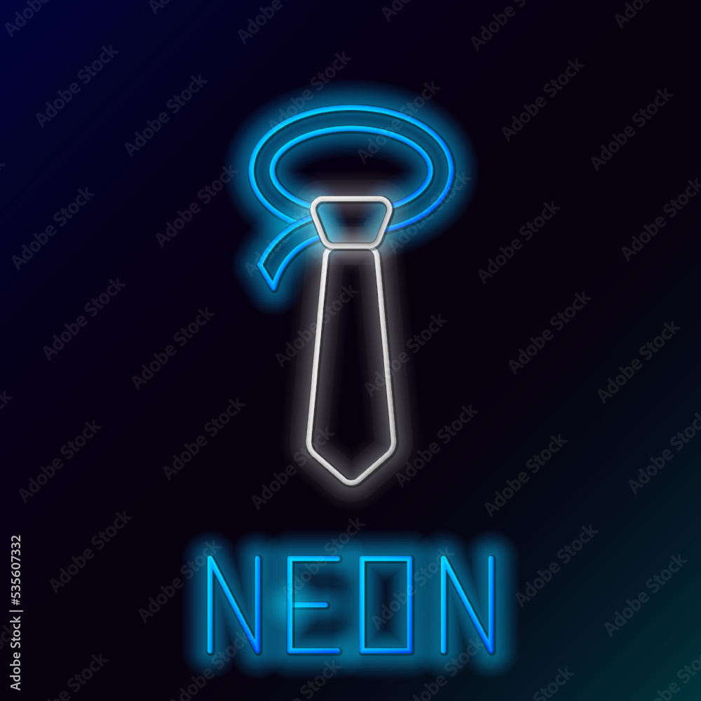 Glowing neon line Tie icon isolated on black background. Necktie and neckcloth symbol. Colorful outline concept. Vector