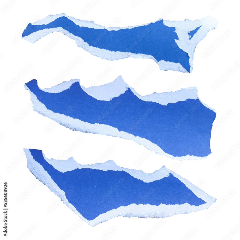 Blue torn paper edge sheets isolated on transparent background Blue torn paper edge sheets isolated on transparent background