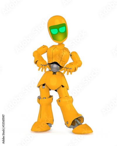 robot girl is waiting in white background