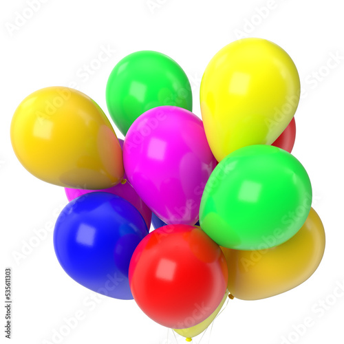 3d rendering illustration of a bunch of colorful balloons