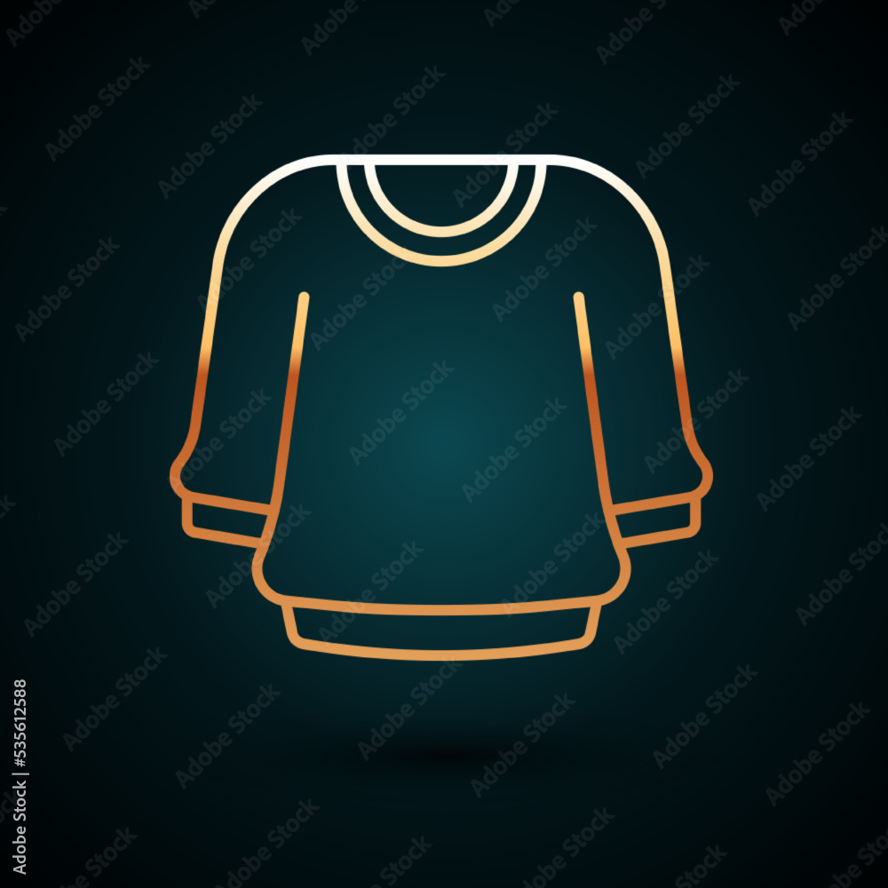 Gold line Sweater icon isolated on dark blue background. Pullover icon. Sweatshirt sign. Vector Gold line Sweater icon isolated on dark blue background. Pullover icon. Sweatshirt sign. Vector
