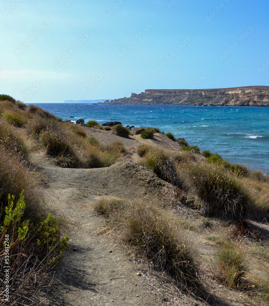 Path to the sea at Għajn Tuffieħa bay