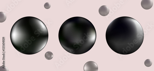 A set of circular gradients. Black pearls. Modern abstract background texture. Template for the design. Vector illustration