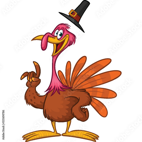 Cartoon happy cute thanksgiving turkey bird. Vector illustration isolated. Design for Thanksgiving Day