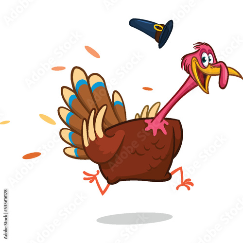 Cartoon happy cute thanksgiving turkey bird. Vector illustration isolated. Design for Thanksgiving Day
