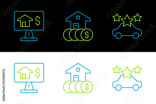 Wallpaper Mural Set line Car sharing, Online real estate and House with dollar icon. Vector Torontodigital.ca
