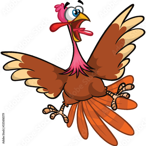 Cartoon happy cute thanksgiving turkey bird. Vector illustration isolated. Design for Thanksgiving Day