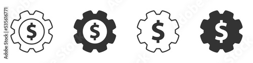 Cogweel with dollar sign inside. Vector illustration.