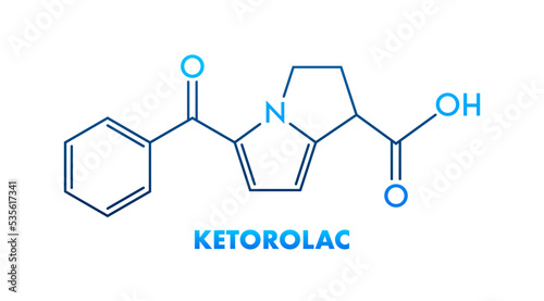Ketorolac concept chemical formula icon label, text font vector illustration